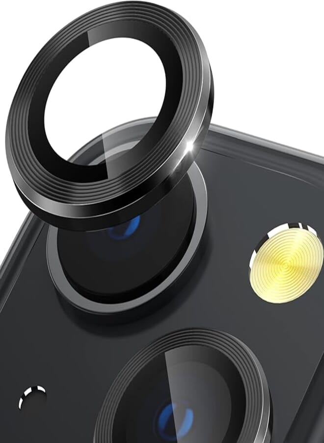 CloudValley Camera Lens Protector Designed for iPhone 13/13 Mini, Tempered Glass Protective Film, Aluminum Alloy Camera Lens Cover (Black)